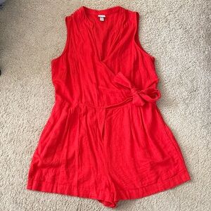 a new day Bright Red Sleeveless Wrap Romper with Side Tie